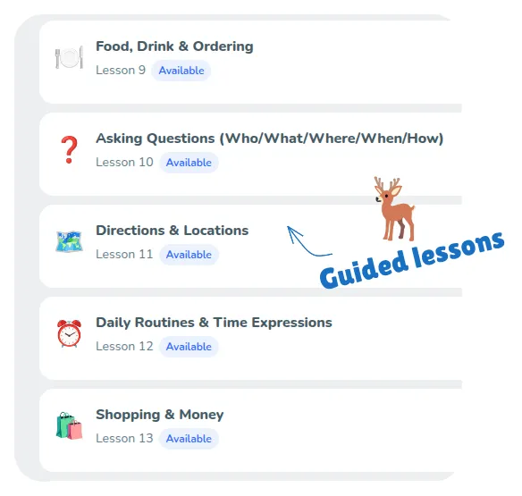 Guided lessons preview